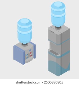 isometrische Vektorgrafik von 2 Wasserspendertypen