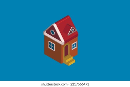 isometric vector illustration 3d design house colorful