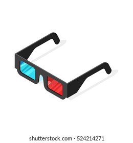 Isometric vector illustration of 3d glasses. Isolated on white background.