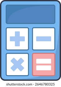 Isometric vector illustration of a basic calculator with math symbols.