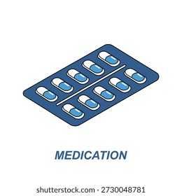 Ilustração isométrica do vetor da embalagem blister com cápsulas. Perfeito para projetos farmacêuticos, saúde e conceitos médicos