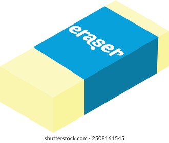 Isometric vector illustration of a blue and yellow eraser