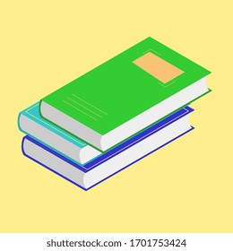 isometric vector illustration of books for icon, print, design, education, bookstore
