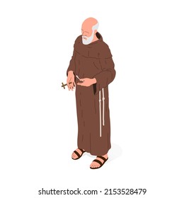 Isometric vector illustration of a Christian religious man, priest or monk.