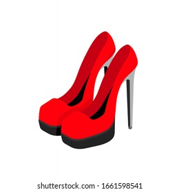 Isometric vector illustration. Concept graphics on white background. Isometry. Women's high-heeled shoes. 3d element, object, icon for web design infographics, sites and game.