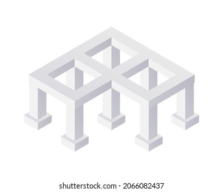 Isometric vector illustration concrete foundation of the building isolated on white background. Realistic foundation icon. Construction site. Reinforced concrete foundation.