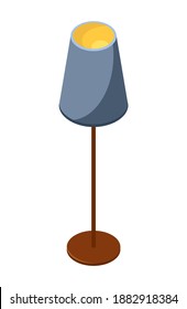 Isometric vector illustration, floor lamp, interior element.