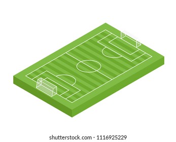 Isometric vector illustration of fottball field isolated on white background