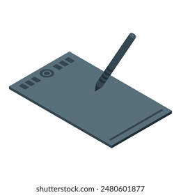 Isometric vector illustration of a graphic tablet with a pen, isolated on a white background