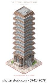 Isometric vector illustration icon representing multistory building.