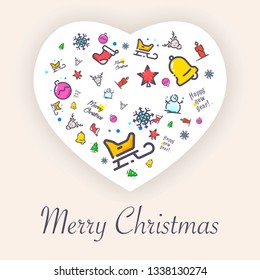 Isometric vector illustration and icons for the celebration of Christmas and New Year