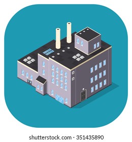 Isometric vector illustration industrial building.  Isometric factory warehouse building icon. large industrial manufacturing buildings.