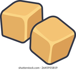 Isometric vector illustration of injeolmi rice cakes, a traditional Korean snack made with glutinous rice and bean powder.