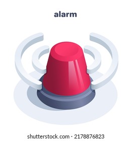 isometric vector illustration isolated on white background, red flashing beacon, alarm icon svg