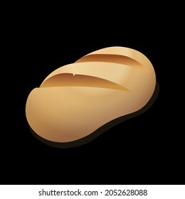 Isometric vector illustration of loaf of bread isolated on black backgraund. Game props