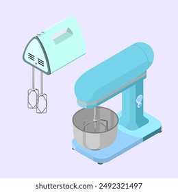 isometric vector illustration of mixers of 2 different types