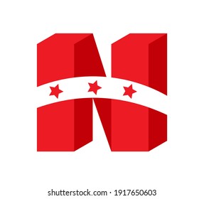 A isometric vector illustration of N letter and stars. Best fit for logo or your brand.