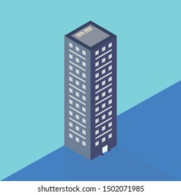 Isometric vector illustration of an office building.