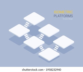 isometric vector illustration on gray background, isometric platforms for creating design projects and infographic templates