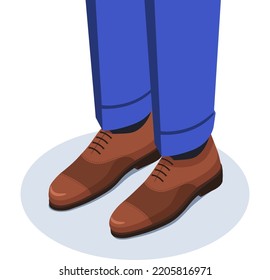 isometric vector illustration on a white background, men's legs in trousers and boots, business dress style