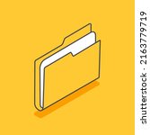 isometric vector illustration on yellow background, document folder icon, design element