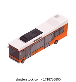Isométrica ilustración vectorial del icono naranja del autobús de transporte público