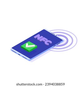 Isometric vector illustration Payment NFC concept. 
