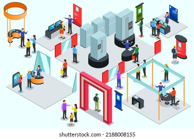 An Isometric Vector Illustration of People at Trade Show