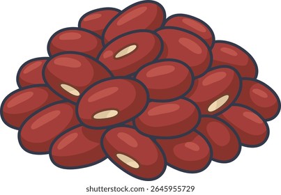 Isometric vector illustration of a pile of red beans. Traditional Asian ingredient used in various desserts and dishes.