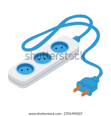 Isometric vector illustration power strip blue
