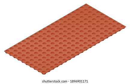 Isometric vector illustration profiled waterproofing membrane isolated on white background. Membrane for protect the waterproofing layer and to provide wall drainage vector icon in flat cartoon style.