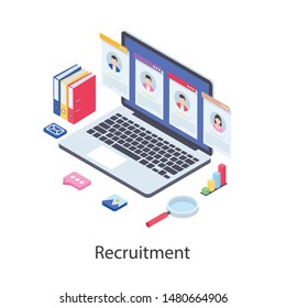 Isometric vector illustration of recruitment 