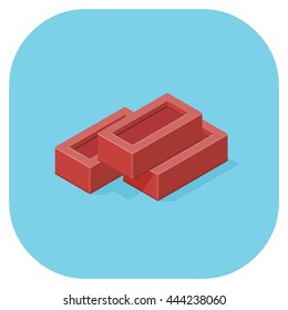 Isometric vector illustration of red brick building blocks.
Construction bricks.
Building Bricks.