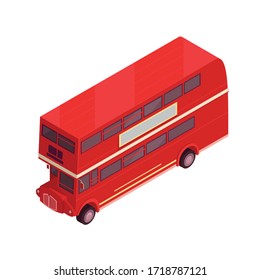 Isometric vector illustration of red public transport bus icon