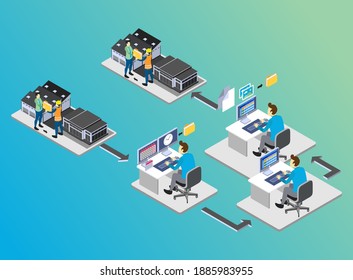 Isometric Vector Illustration Representing Flow of Agreement Administration in A Business Contract
