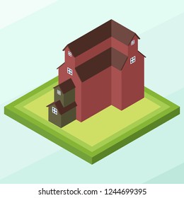 Isometric Vector Illustration Representing A Grain Tower, Landmark of Saskatchewan, Canada