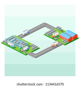 Isometric Vector Illustration Representing Load Carrier Process