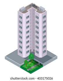 Isometric vector illustration representing multistory building.