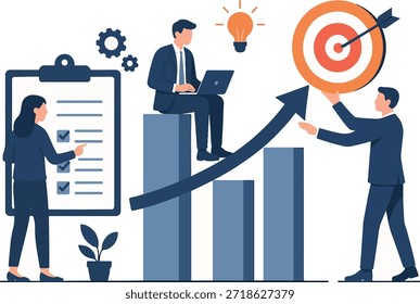 Ilustración vectorial isométrica que representa la planificación empresarial y el trabajo en equipo del Nuevo año.
Muestra los conceptos de colaboración, discusión de estrategias, alineación de objetivos y planificación corporativa.
Ideal para comunicación corporativa, presentaciones de gestión y visualizaciones de estrategia de negocio.
Ilustración vectorial totalmente editable.
