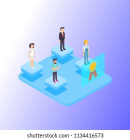 Isometric Vector Illustration Representing Professional Achievement Icons