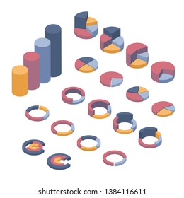 Isometric vector illustration. Set of business elements, infographics and diagrams.
