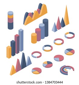 Isometric vector illustration. Set of business elements, infographics and diagrams.
