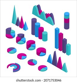 Isometric vector illustration. Set of business elements, infographics and diagrams.
