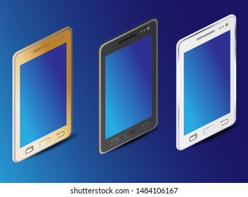 Isometric vector illustration. Smartphone vector icon. Mobile phone smartphone device gadget.