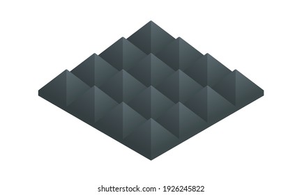 Isometric vectorial ilustración insonorización panel de espuma de poliuretano aislado en fondo blanco. Icono de bloqueo de material de insonorización realista al estilo de dibujos animados planos. Insonorización acústica.