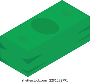 Isometric vector illustration of a stack of banknotes. Cash and savings. A lot of money.