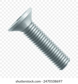 Isometric vector illustration steel bolt or screw isolated on white background. Realistic 3d stainless steel bolt and nut icon. screw-nuts and bolts.