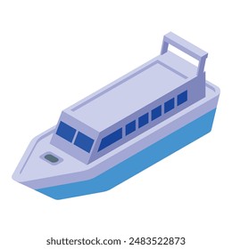 Isometric vector illustration of a stylized passenger ferryboat on a white background, depicting modern maritime transportation for leisure and tourism purposes