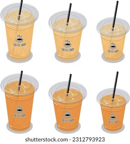 Isometrische Vektorgrafik von Apfelsaft und Orangensaft