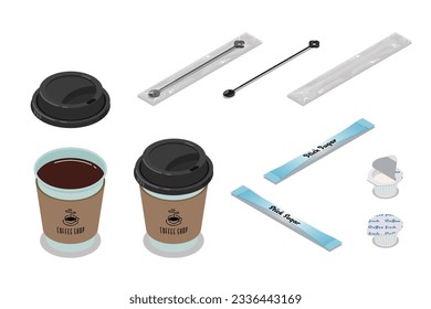 Isometric vectorial ilustración de la toma de café caliente